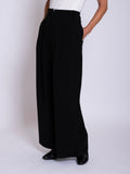 Black Wide Leg Crepe Trouser