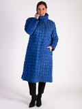 Cobalt/Purple Maze Quilted Reversible Zip Long Coat