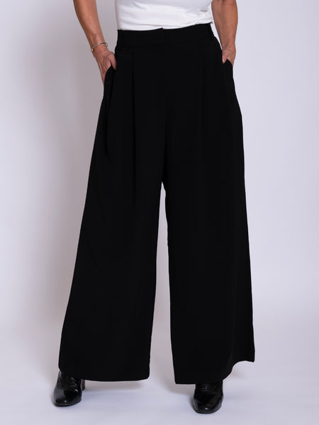 Black Wide Leg Crepe Trouser