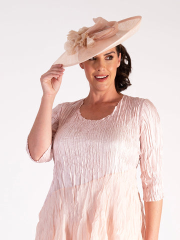 Pink Champagne Hatinator with Feather Roses