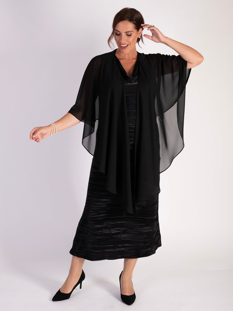 Black Sleeveless Plisse Pleat Dress | Chesca Direct