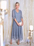 Platinum Lace Dress with Gold Foil Shimmer