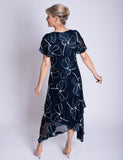 Navy/White Silk Floral Devoree Dress