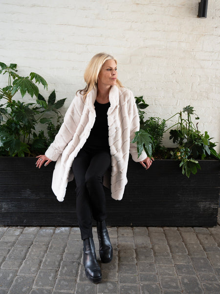 Ecru Faux Fur Reversible Coat