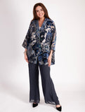 Cobalt/Pewter Paisley Lace Velvet Devoree Kimono Jacket