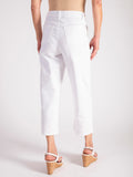 White Cropped Straight Leg Trousers
