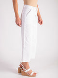 White Cropped Straight Leg Trousers