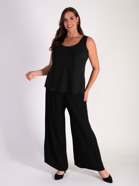 Black Crepe Pleated Palazzo Trouser