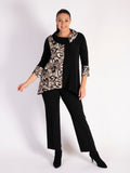 Black Pull On Scuba Crepe Straight Leg Trouser with Pintuck Detail
