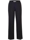 Black Pull On Scuba Crepe Straight Leg Trouser with Pintuck Detail