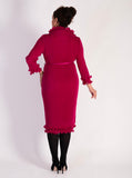 Cherry Pleated Dress & Jacket Set With Frills