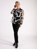 A Luxury Elegant Black/White Poem Print Organza Shirt