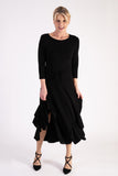 Uchuu Black Jersey Dress with Draped Skirt