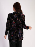 Black Velvet Devoré Blouse with Multi Floral Print