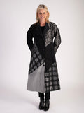 Black/Silver Jacquard Patchwork Longline Trapeze Coat