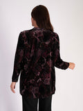 Premium Velvet Blouse with Black, Claret, and Pink Renaissance Print