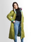 Lime/Autumn Quilted Reversible Zip Long Coat