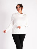 White Roll Neck Jumper With Button Detail