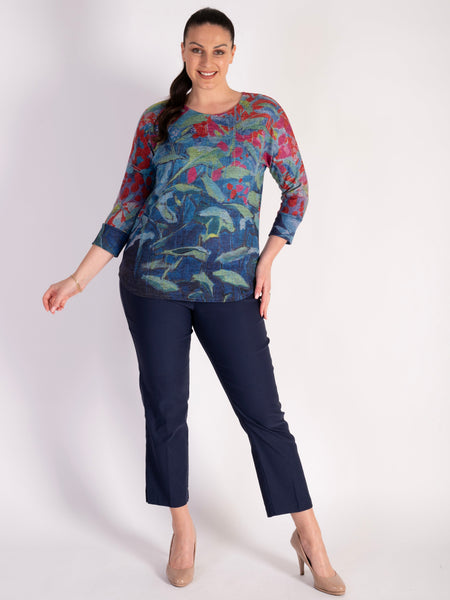 Vibrant Aqua/Multi Printed Top