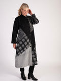 Black/Silver Jacquard Patchwork Longline Trapeze Coat