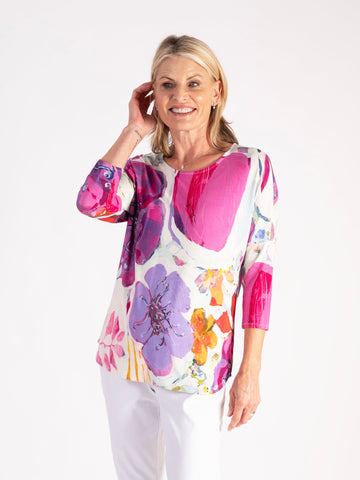 A White/Pink Spring Flower Batwing Top: A Fresh and Stylish Look for Spring