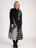 Black/Silver Jacquard Patchwork Longline Trapeze Coat