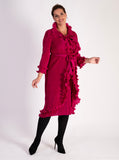 Cherry Pleated Dress & Jacket Set With Frills