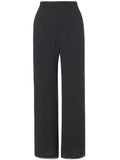 Black Jersey Lined Crepe Chiffon Trousers