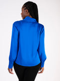 Luxury Frank Lyman Royal Blue Cowl Neck Sateen Top - Black Friday Comes Early