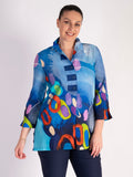 Blue/Multi Printed Wire Neck Shirt