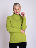 Lime Split Zip Collar Jumper with Pockets