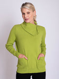 Lime Split Zip Collar Jumper with Pockets