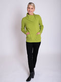 Lime Split Zip Collar Jumper with Pockets