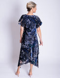 Cobalt/Pewter Paisley Velvet Devoree Dress