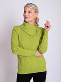 Lime Split Zip Collar Jumper with Pockets