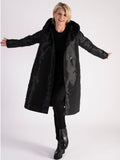 Black Flock Baroque Pleat Collar Reversible Raincoat