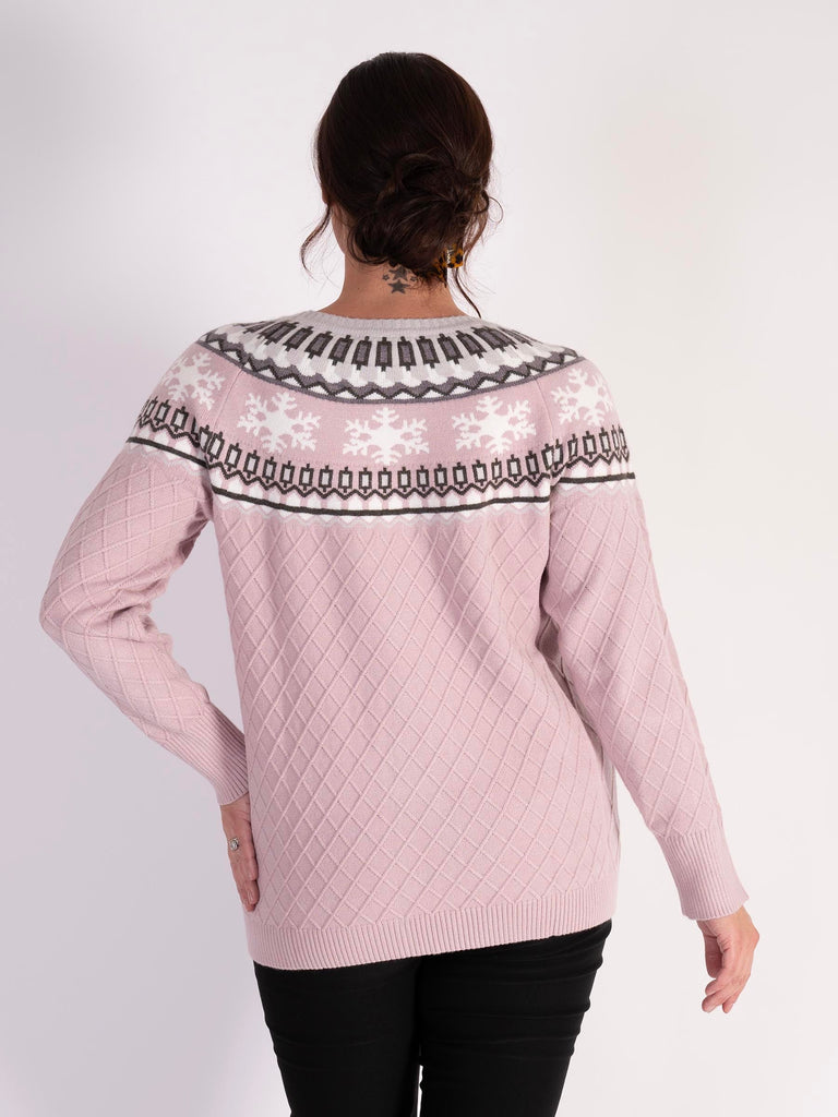 Pink/Grey Neck Detail Jumper Chesca