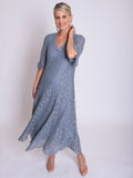 Platinum Lace Dress with Gold Foil Shimmer