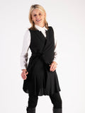 Uchuu Black Tied Waistcoat with Pleated Hem