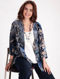 Cobalt/Pewter Paisley Lace Velvet Devoree Kimono Jacket