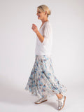 Ivory/Sky/Sand Floral Pleated Tiered Skirt