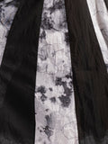 Black/Ivory Tie Die Panelled Cotton Skirt with Shirring Waistband