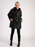 Black Reversible Raincoat with Multicoloured Piping and Buttons