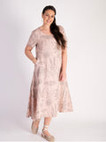 Pink/Grey Floral Linen Dress