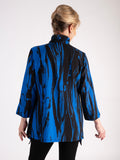 Black/Blue Abstract Print Wire Neck Collar Shirt