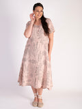 Pink/Grey Floral Linen Dress