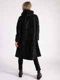 Black Flock Baroque Pleat Collar Reversible Raincoat