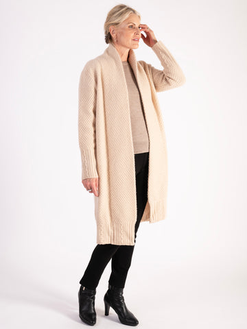 100% Cashmere Cream Textured Cardigan