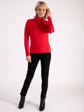 A Red Roll Neck Jumper With Button Detail