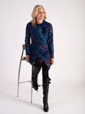 Cobalt/Purple Burnout Cowl Neck Dress